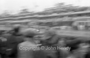 Cars on the pit straight (a bit blurred)