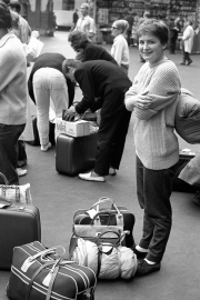 Greta at the station, heading to Sicily