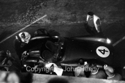 Aston Martin pit stop at night #4 Aston Martin DBR1/300 (Roy Salvadori and Tony Maggs)