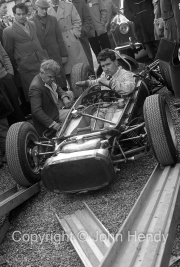 Stripped down Formula 1 car in the paddock