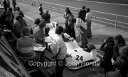 F1 - #24 Hesketh-Cosworth 308 (James Hunt) in the pits, with Lord Hesketh