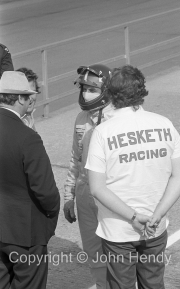 Lord Hesketh and Graham Hill in the pits