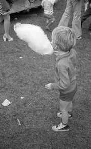 Simon eating candy floss