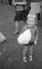 Simon eating candy floss