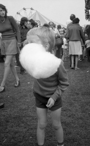 Simon eating candy floss