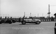 Start of 5 lap handicap. #68 1924 Hispani Suiza, 8000cc &apos;White Monster&apos; (M Scott) Fibreglass body, 1st race. #80 1930 Frazer-Nash, 1496cc (JV Skirrow)