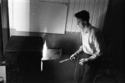 Jerry Lawrence at stove