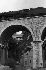 Train passing over bridge