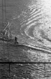 Water-skiing, silhouetted