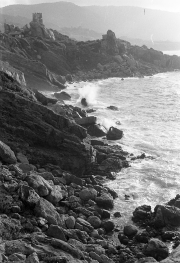 Waves breaking on the rocks