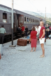 Philippe greeting the train