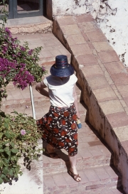 Greta on steps