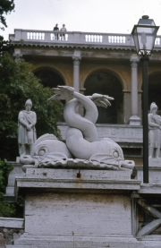 Fountain in Piazza Del Popolo, Dolphine and Pincian Hill