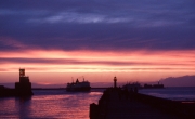 Ferry at sunset