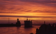 Ferry at sunset