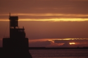 Harbour lookout tower at sunset