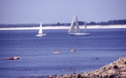 Yachts in harbour entrance, towards Ile Tudy