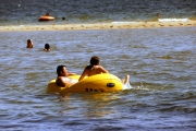 Fat frenchman in rubby dingy