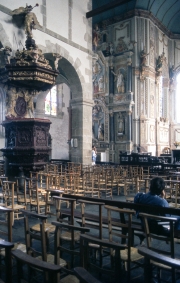 St Thegonnec Church interior and pulpit