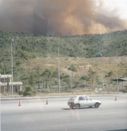 Smoke from forest fires over the autoroute