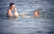 Simon and Greta in the sea