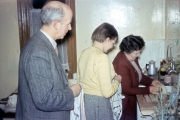 Dad, Sue and Mum washing up
