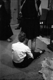 Greta adjusting John Cartwright's costume