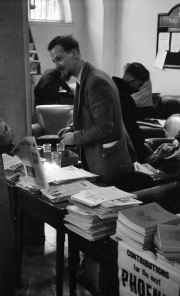 Hodson selling Felix, the IC student magazine, at Freshers' Day