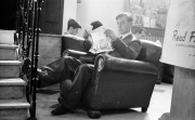 Fresher reading Felix (IC student magazine)
