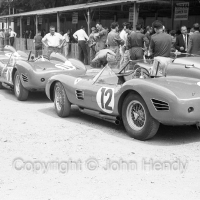 Scrutineering - #12 Works Ferrari 250 Testa Rossa3 litre V12 (Ludovico Scarfiotti and Pedro Rodriguez). Also #11 (Ludovico Scarfiotti and Pedro Rodriguez) and #9 (Wolfgang von Trips and Phil Hill)