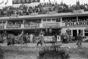 General view of the pits before the race, in front of the Fiat Abarth and Panhard pits