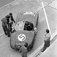#5 Aston Martin DBR1/300 (Jim Clark and Ron Flockhart) in the pits