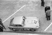 #42 Austin-Healey Sprite Sebring (John K. Colgate Jr and Paul Hawkins) in the pits