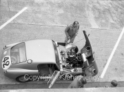 #42 Austin-Healey Sprite Sebring (John K. Colgate Jr and Paul Hawkins) in the pits with the body open