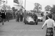 F1 Mercedes being wheeled along