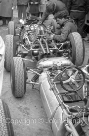 Formula 1 cars without bodywork in the paddock
