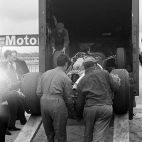F1 Ferrari being taken out of the transporter