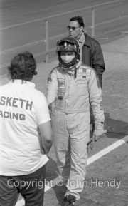 Lord Hesketh and Graham Hill in the pits