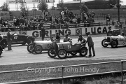 Grid for the Scratch Race - #47 1925 Bentley, #62 1928 Riley, #51 1923 Bugatti, #87 1930 Riley