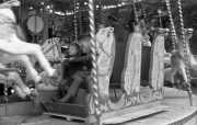 David, Greta and Simon on the carousel