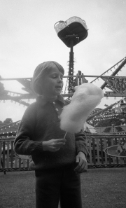 David eating candy floss