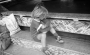 Simon sulking, probably at not being allowed on the dodgems