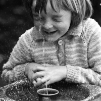 Simon at a drinking fountain