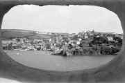 Polruan from Fowey, through hole in wall