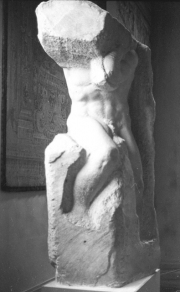 Partially completed sculpture by Michelangelo