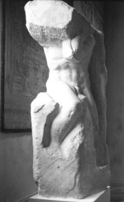 Partially completed sculpture by Michelangelo
