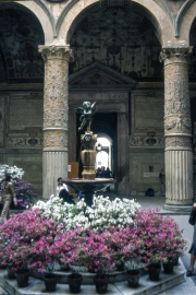 Courtyard of Palazzo Vecchio, Verrochio's Winged Putto With Fish