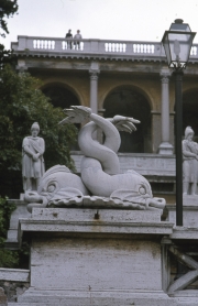 Fountain in Piazza Del Popolo, Dolphine and Pincian Hill