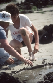 Greta and Simon digging channels