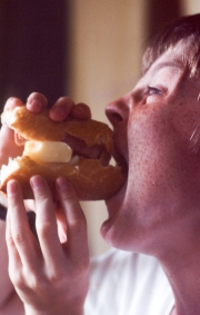 Simon with sandwich